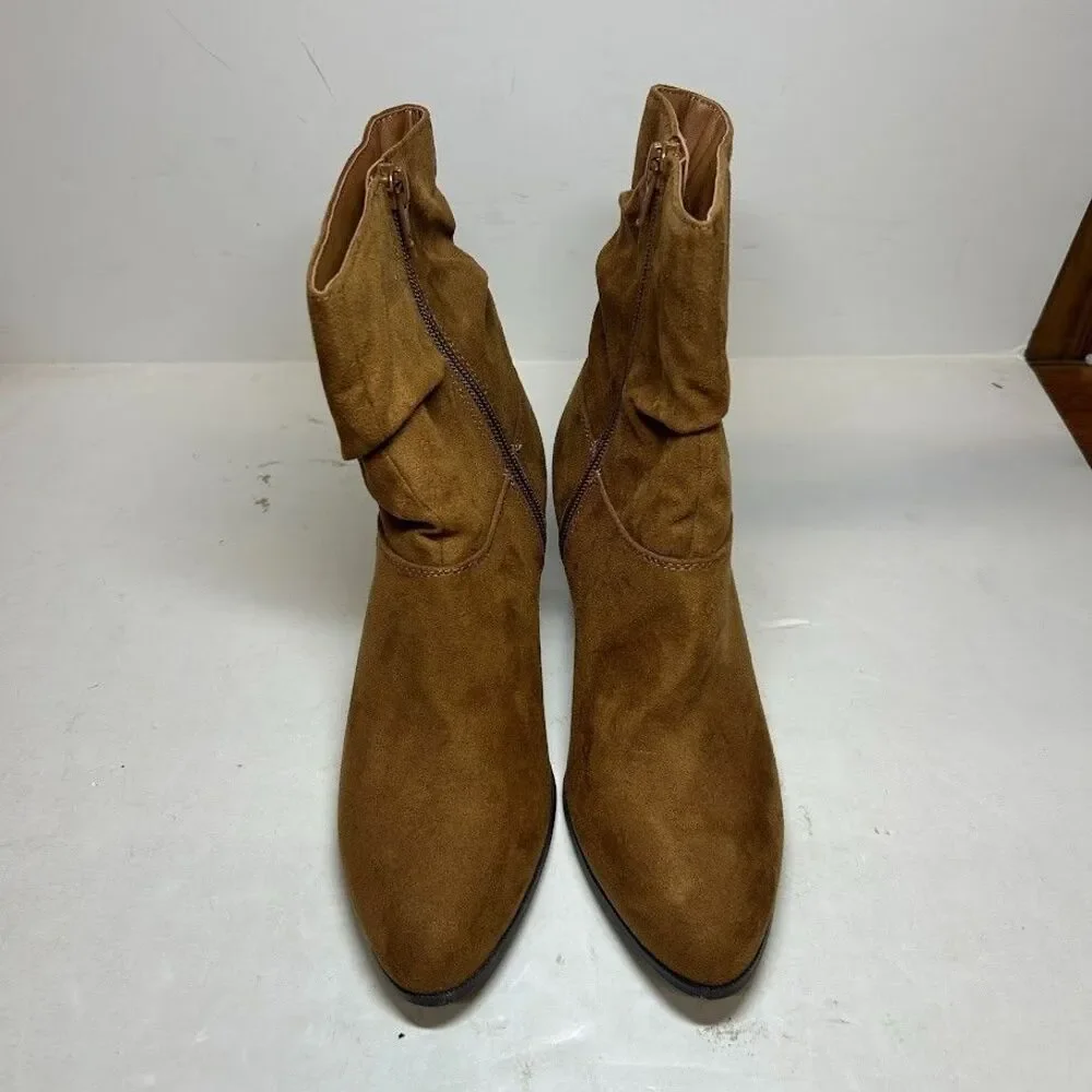 Style & Co. Womens 6.5 M Cognac Brown Faux Suede Slouch Mid Calf Boots NIB QJ6